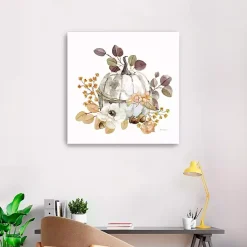 Fall>Kirklands Home Pumpkin with Florals Canvas Art Print