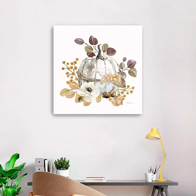 Fall>Kirklands Home Pumpkin with Florals Canvas Art Print