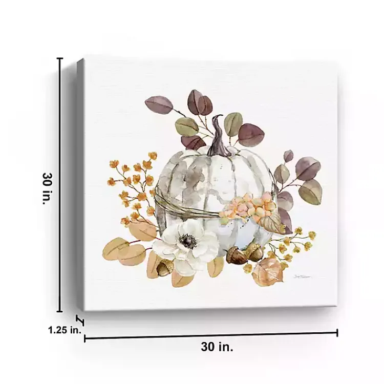 Fall>Kirklands Home Pumpkin with Florals Canvas Art Print