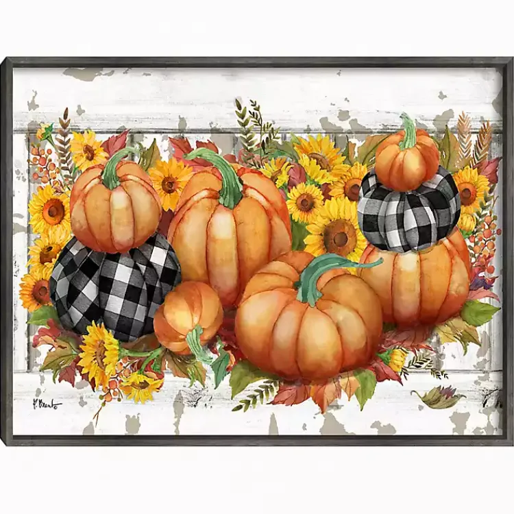 Fall>Kirklands Home Pumpkins and Sunflowers Framed Canvas Art Print