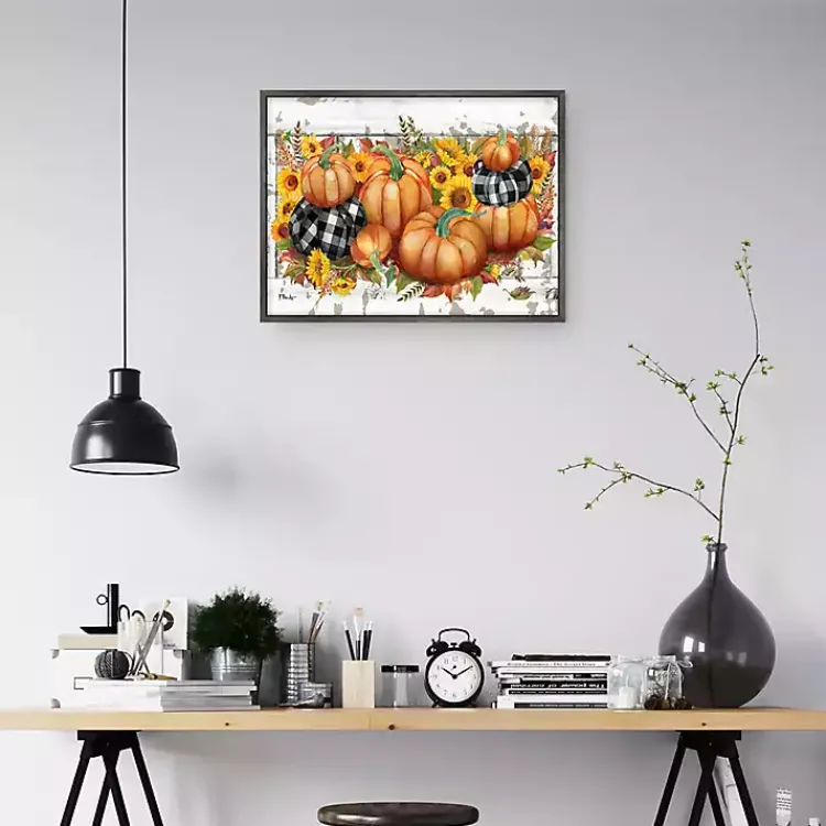 Fall>Kirklands Home Pumpkins and Sunflowers Framed Canvas Art Print