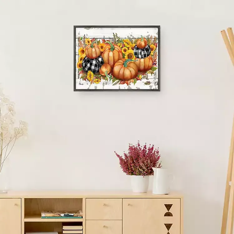 Fall>Kirklands Home Pumpkins and Sunflowers Framed Canvas Art Print