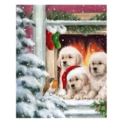 Christmas Art & Wall Decor>Kirklands Home Puppies at Christmas Window Canvas Art Print