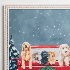Christmas Art & Wall Decor>Kirklands Home Puppies in Red Truck Christmas Canvas Art Print
