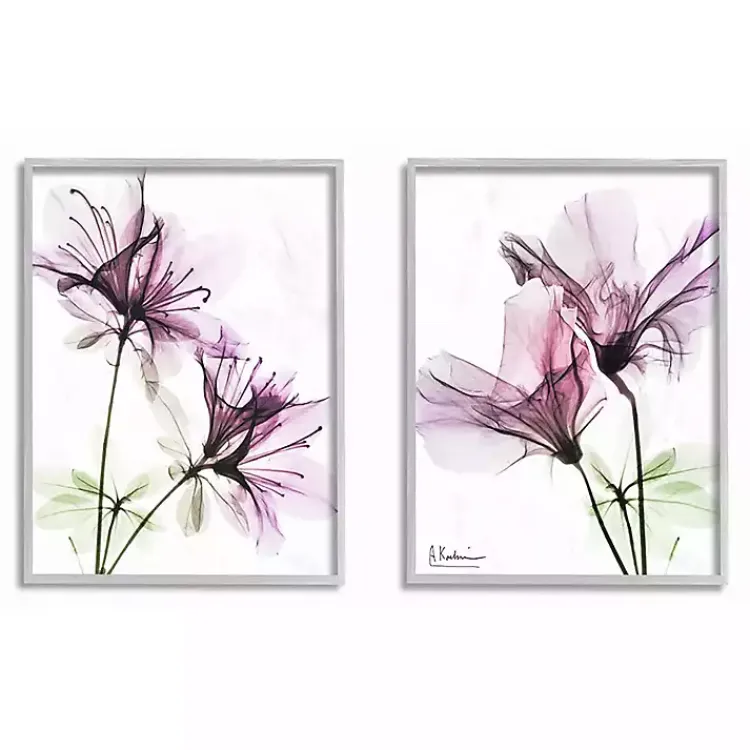Kirklands Home Blooms Framed Canvas Art Prints, Set of 2 Purple Hot