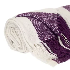 Blankets & Throws>Kirklands Home Purple Chalet Striped Fringe Throw
