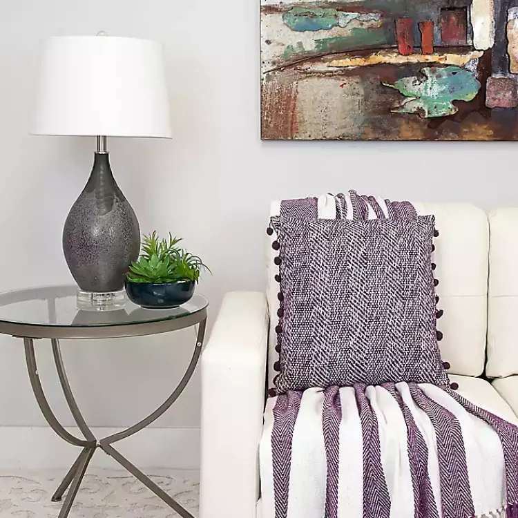Blankets & Throws>Kirklands Home Purple Chalet Striped Fringe Throw