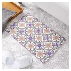 Kirklands Home Purple Flower Stone Bath Mat Outlet