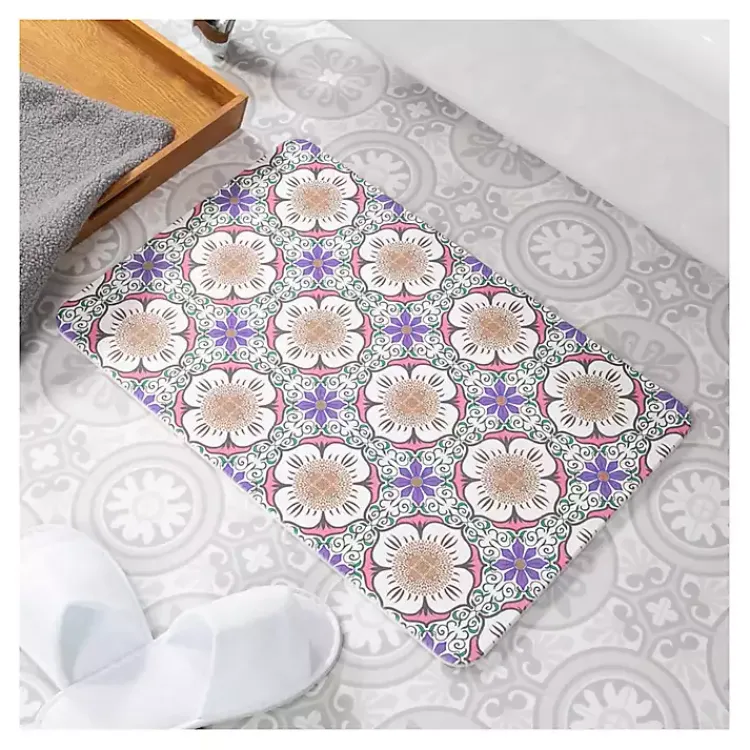 Kirklands Home Purple Flower Stone Bath Mat Outlet