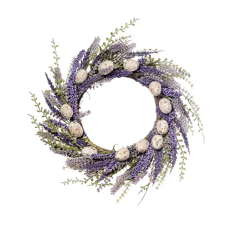 Easter Decorations>Kirklands Home Purple Heather Easter Egg Wreath