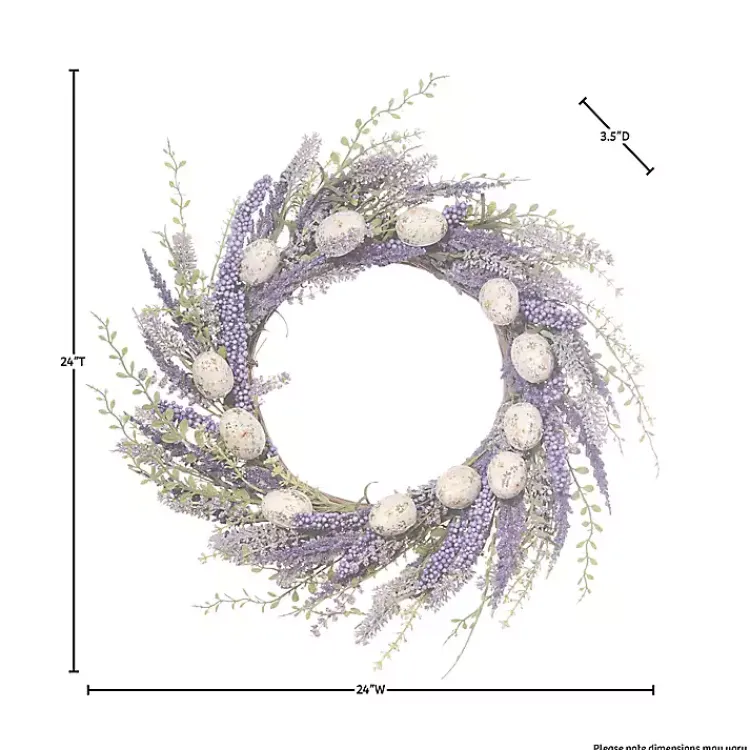 Easter Decorations>Kirklands Home Purple Heather Easter Egg Wreath
