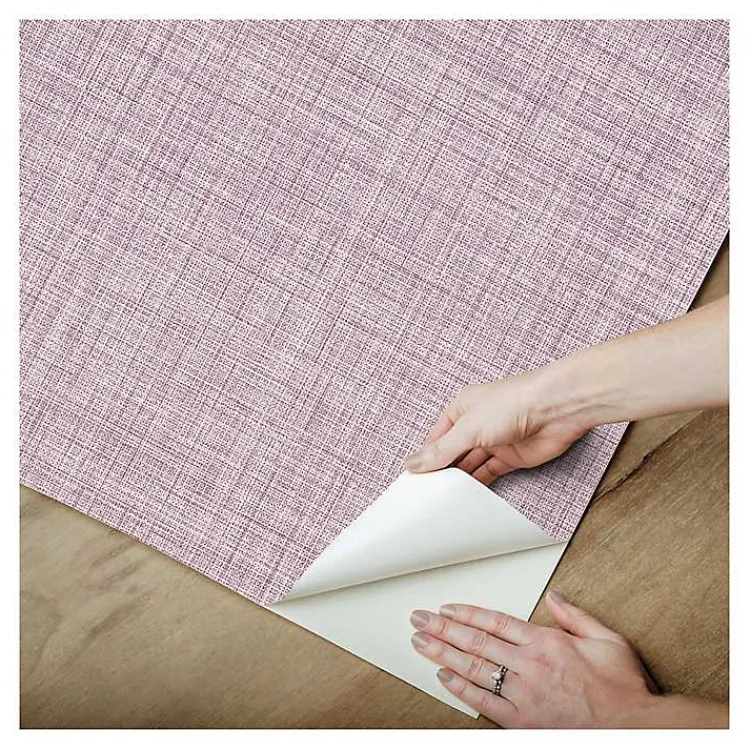 Kirklands Home Textured Faux Fabric Peel & Stick Wallpaper Purple Hot