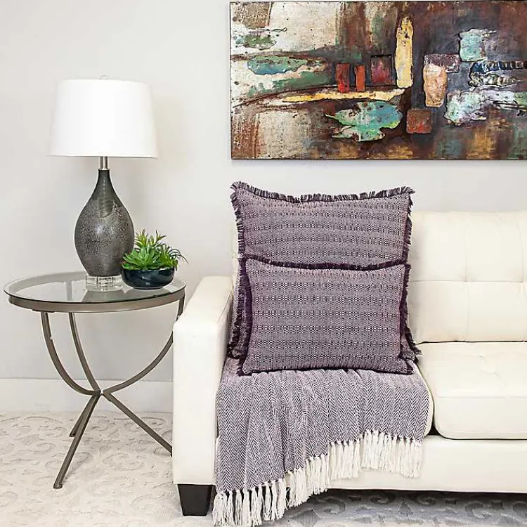 Pillows>Kirklands Home Woven Stripes Fringe Pillow Purple