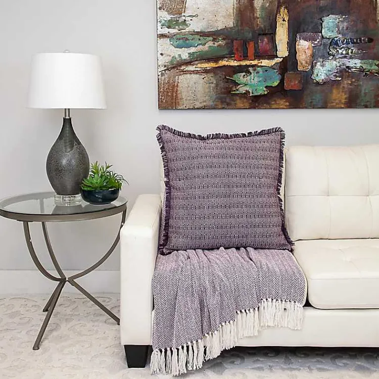 Pillows>Kirklands Home Woven Stripes Fringe Pillow Purple