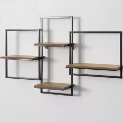 Kirklands Home Quadrate Multi-Level Black Metal Wall Shelf Outlet
