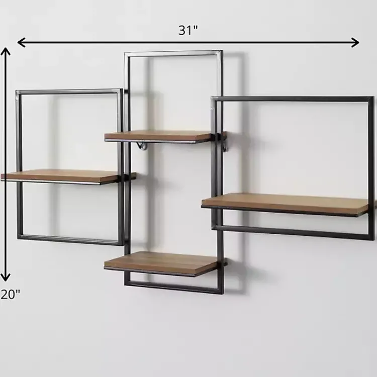 Kirklands Home Quadrate Multi-Level Black Metal Wall Shelf Outlet