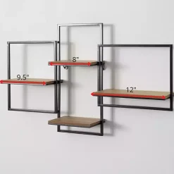 Kirklands Home Quadrate Multi-Level Black Metal Wall Shelf Outlet
