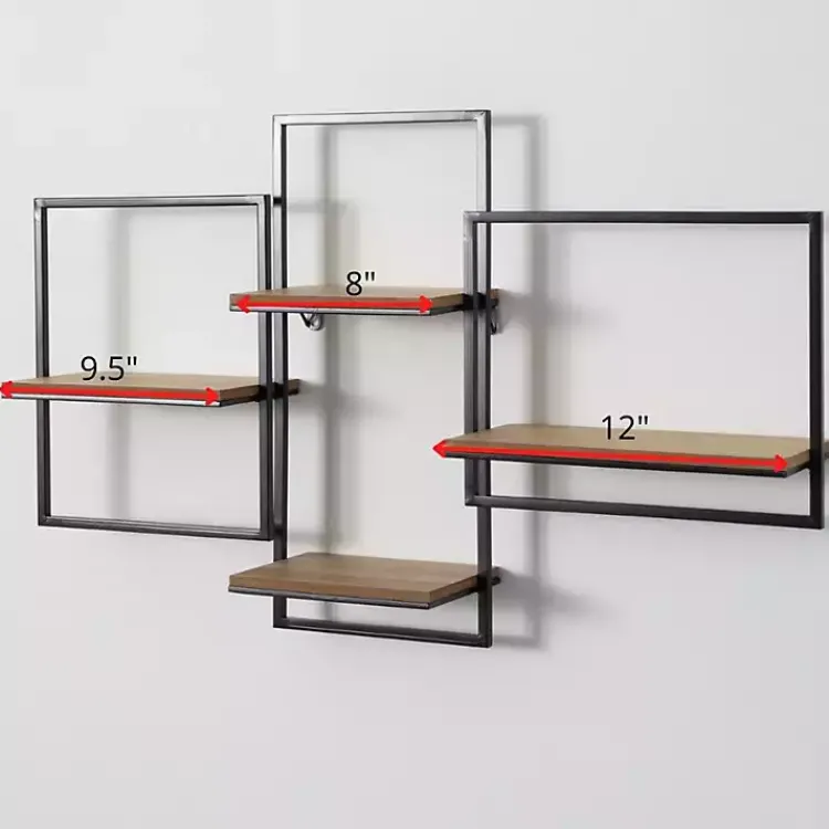 Kirklands Home Quadrate Multi-Level Black Metal Wall Shelf Outlet