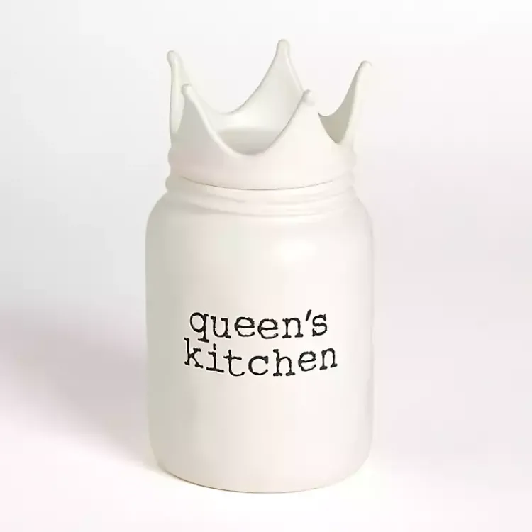 Kirklands Home Queen's Kitchen Ceramic Canister White Clearance
