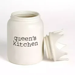 Kirklands Home Queen's Kitchen Ceramic Canister White Clearance