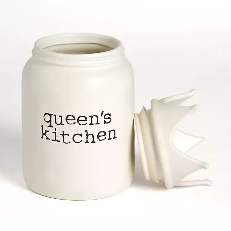 Kirklands Home Queen's Kitchen Ceramic Canister White Clearance