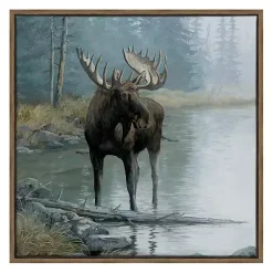 Kirklands Home Quiet Water Moose Framed Canvas Art Print Outlet