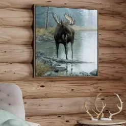 Kirklands Home Quiet Water Moose Framed Canvas Art Print Outlet