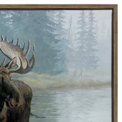 Kirklands Home Quiet Water Moose Framed Canvas Art Print Outlet