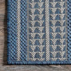 Kirklands Home Raina Blue Tribal Zig Zag Outdoor Rug, 5x8 New