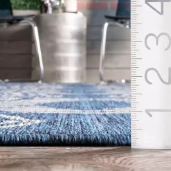 Kirklands Home Raina Blue Tribal Zig Zag Outdoor Rug, 5x8 New