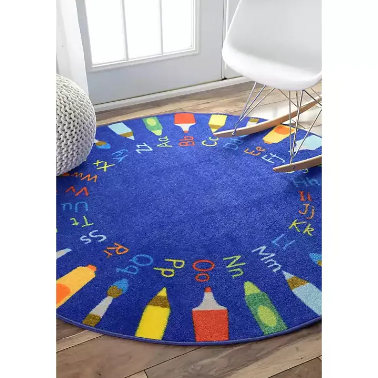 Kirklands Home Rainbow Alphabet Round Rug, 5 ft. Multi
