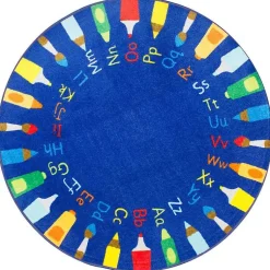 Kirklands Home Rainbow Alphabet Round Rug, 5 ft. Multi
