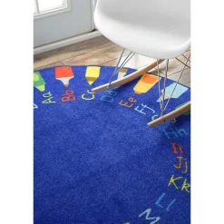 Kirklands Home Rainbow Alphabet Round Rug, 5 ft. Multi