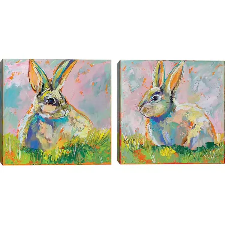 Easter Decorations>Kirklands Home Rainbow Bunny 2-pc. Easter Canvas Wall Art Set