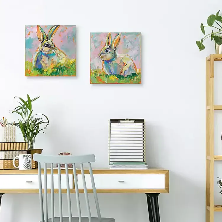 Easter Decorations>Kirklands Home Rainbow Bunny 2-pc. Easter Canvas Wall Art Set