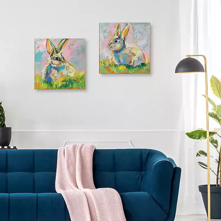 Easter Decorations>Kirklands Home Rainbow Bunny 2-pc. Easter Canvas Wall Art Set