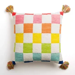 Kirklands Home Rainbow Checkered Outdoor Pillow Multi Best