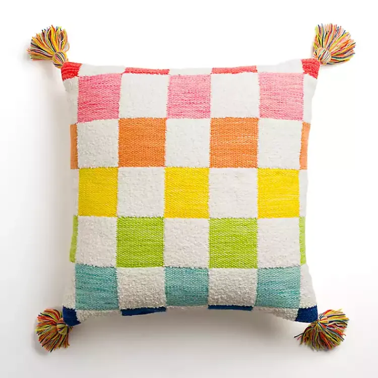 Kirklands Home Rainbow Checkered Outdoor Pillow Multi Best