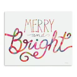 Christmas Art & Wall Decor>Kirklands Home Rainbow Merry and Bright Canvas Art Print