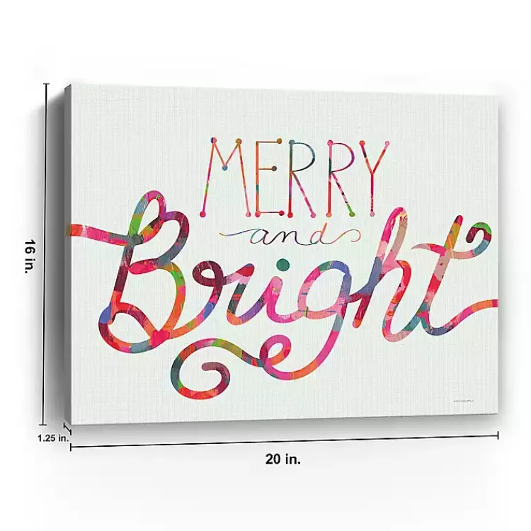 Christmas Art & Wall Decor>Kirklands Home Rainbow Merry and Bright Canvas Art Print