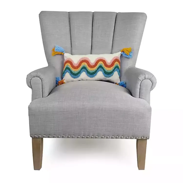 Pillows>Kirklands Home Rainbow Wave Hooked Wool Lumbar Pillow