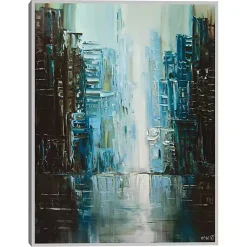 Kirklands Home Rainy Days Framed Canvas Art Print Blue Sale