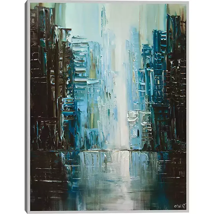 Kirklands Home Rainy Days Framed Canvas Art Print Blue Sale