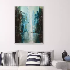 Kirklands Home Rainy Days Framed Canvas Art Print Blue Sale