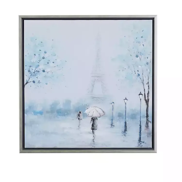 Kirklands Home Rainy Paris Blues Transitional Framed Wall Art Outlet