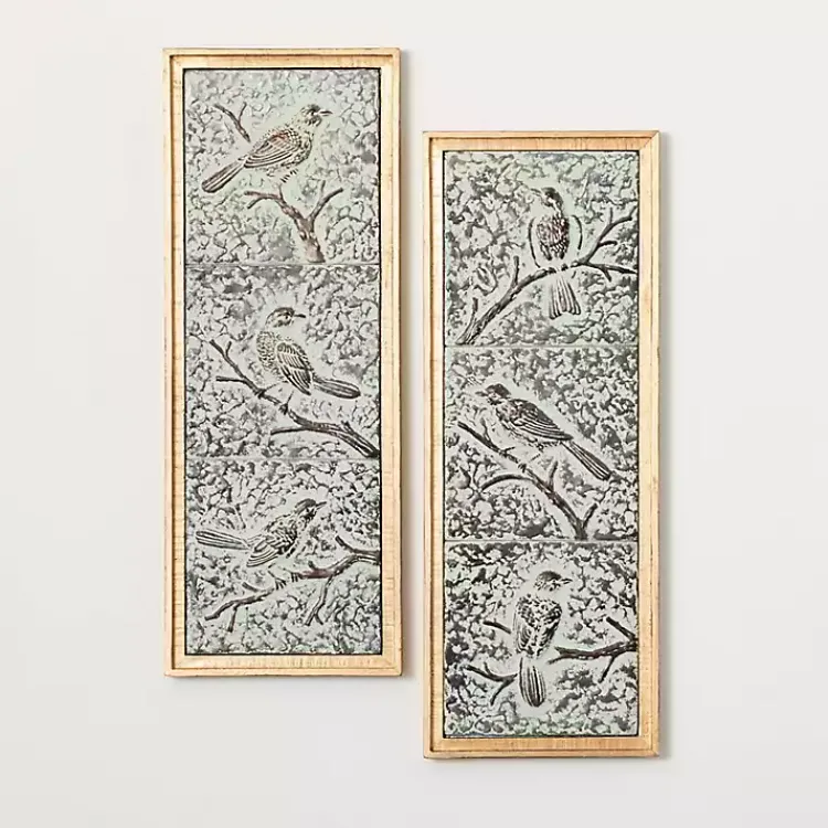 Kirklands Home Raised Bird Metal Wall Plaques, Set of 2