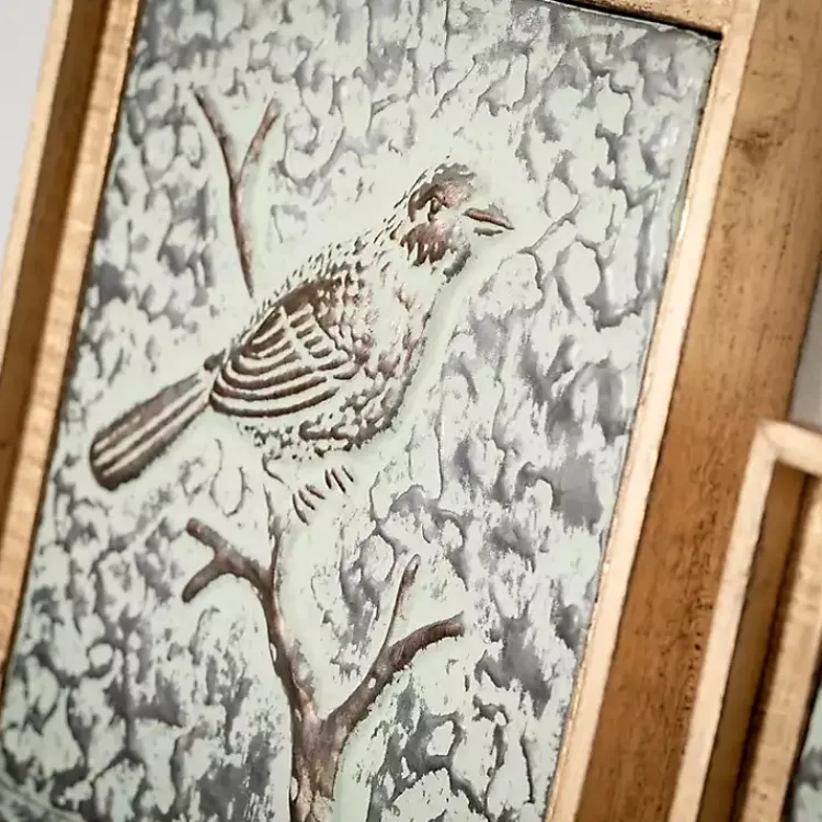 Kirklands Home Raised Bird Metal Wall Plaques, Set of 2