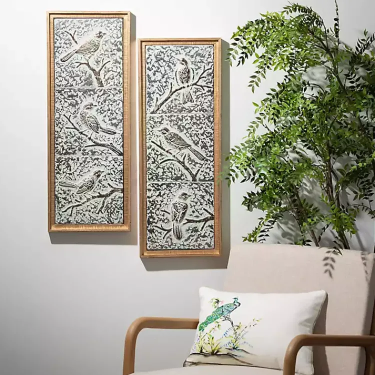 Kirklands Home Raised Bird Metal Wall Plaques, Set of 2