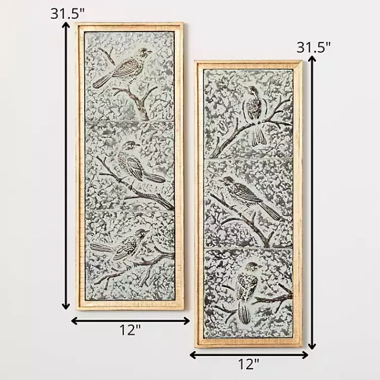 Kirklands Home Raised Bird Metal Wall Plaques, Set of 2