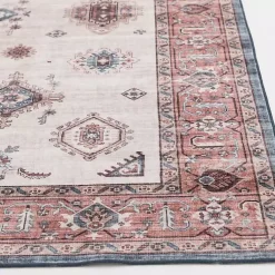 Kirklands Home Raquel Red and Ivory Washable Area Rug, 7x9 Outlet